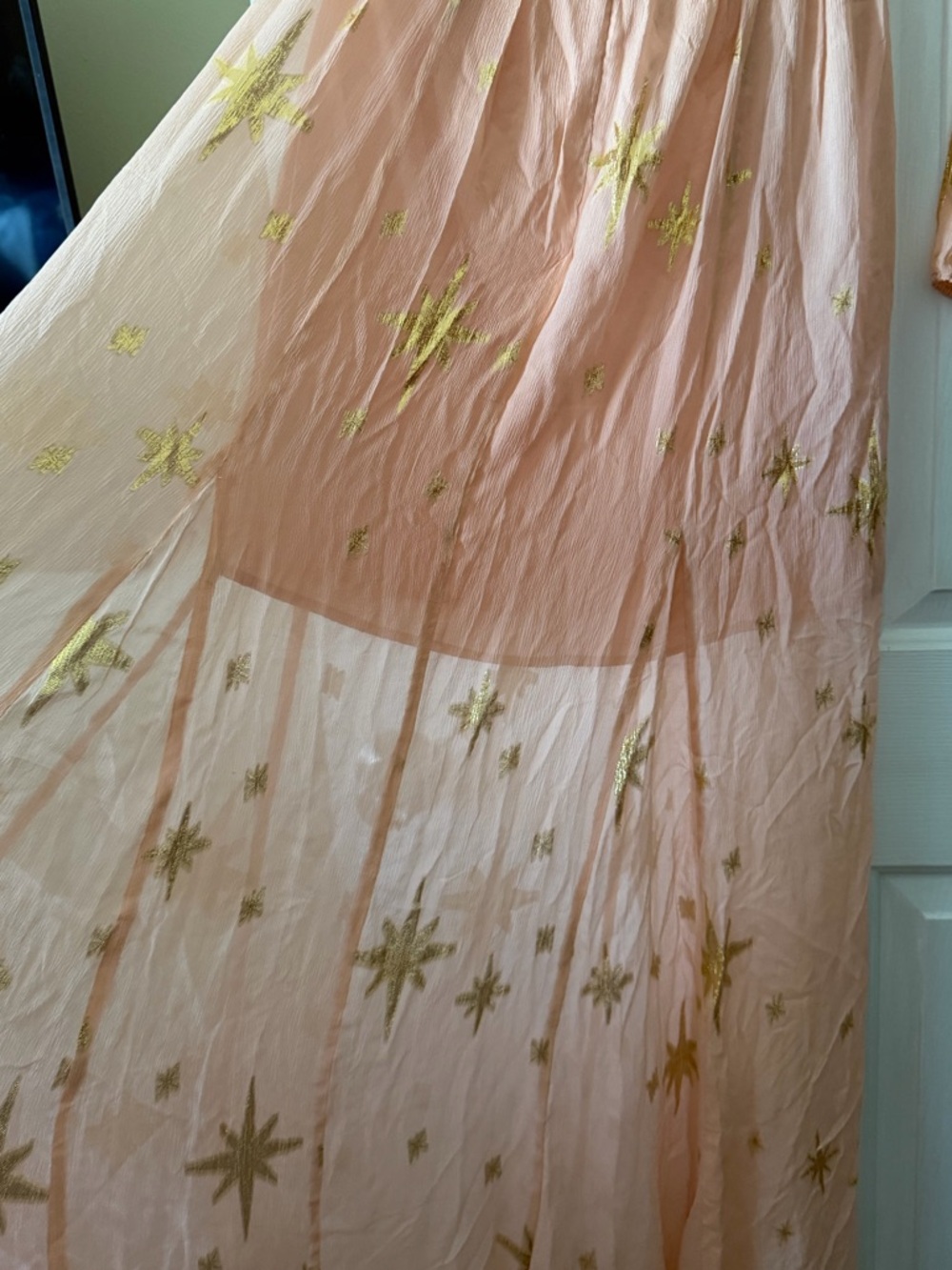 For Love and Lemons Gilded Star maxi dress. Size small. Peachy pink and gold - Picture 8 of 9